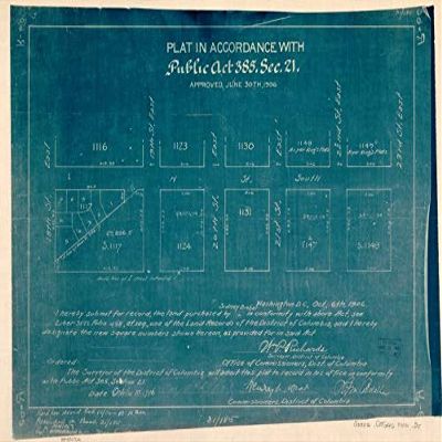 18" x 24" 1906 Map Washington D.C Plat In Accordance Public Act 385 Section 21 Approved June 30th