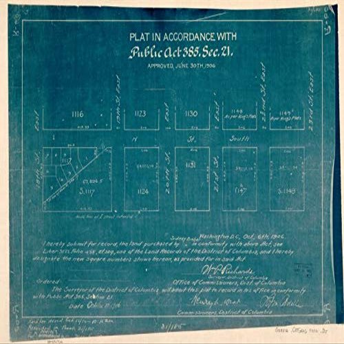 18" x 24" 1906 Map Washington D.C Plat In Accordance Public Act 385 Section 21 Approved June 30th
