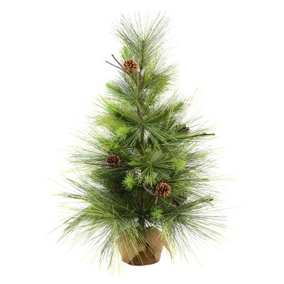 Vickerman 4' Boulder Pine Artificial Christmas Tree, Unlit - Faux Table Top Christmas Tree - Seasonal Indoor Home Decor