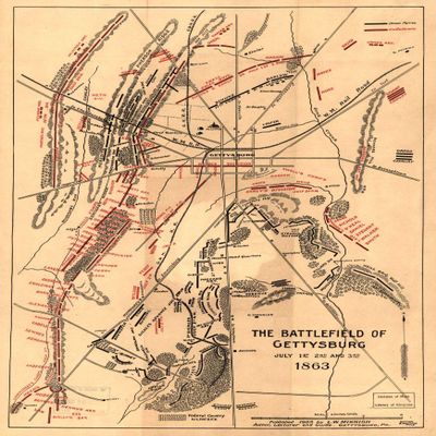 16" x 24" 1905 Map The Battlefield Gettysburg July 1st 2nd & 3rd 1863