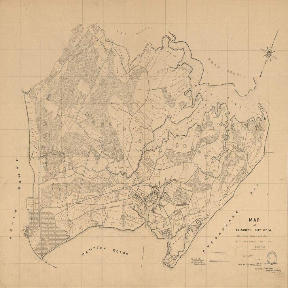 18" x 24" 1902 Map Elizabeth City County Virginia