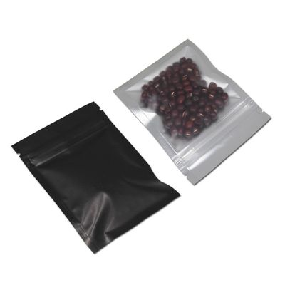 FERENLI 100 Pcs Mylar Zipper Lock Bag Food Storage Matte Aluminum Foil Airtight Bags with Front Window Plastic Packaging Pouch for Zip Flat Heat Seal Lock Resealable (10x15cm (3.9x5.9 inch), Black)
