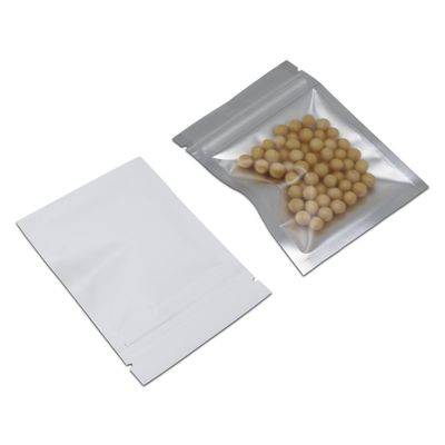 FERENLI 100 Pcs Mylar Zipper Lock Bag Food Storage for Zip Matte Foil Airtight Lock Bags with Front Window Plastic Candy Packaging Pouch Flat Heat Seal Resealable (10x15cm (3.9x5.9 inch), White)