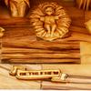 Olive Wood Nativity Set with Figurines Natural Bark Roof Stable Handmade Christian Christmas Decoration Holy Land Gift Made in Bethlehem Religious Manger Scene Display view 3