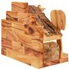 Olive Wood Nativity Set with Figurines Natural Bark Roof Stable Handmade Christian Christmas Decoration Holy Land Gift Made in Bethlehem Religious Manger Scene Display view 4