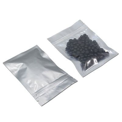 FERENLI 100Pcs Mylar Zipper Lock Bag Food Storage Metallic Matte Foil Airtight Bags with Front Window Plastic Candy Packaging Pouch Flat Heat Seal Resealable (8.5x13cm (3.3x5.1 inch), Silver)