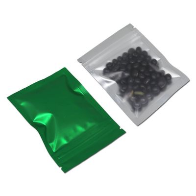 FERENLI 100 Pcs Mylar Zipper Lock Food Storage Bag Matte Aluminum Foil Airtight Bag with Front Window Plastic Packaging Pouch for Zip Flat Heat Seal Lock (8.5x13cm (3.3x5.1 inch), Green)