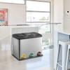 BAKAJI Stainless Steel and Plastic Separated Collection Bin with Compartments Removable Bin with Pedal Opening for Home Kitchen and Outdoor, 3 x 15 litres (45 litres) view 2