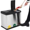 BAKAJI Stainless Steel and Plastic Separated Collection Bin with Compartments Removable Bin with Pedal Opening for Home Kitchen and Outdoor, 3 x 15 litres (45 litres) view 3
