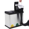 BAKAJI Stainless Steel and Plastic Separated Collection Bin with Compartments Removable Bin with Pedal Opening for Home Kitchen and Outdoor, 3 x 15 litres (45 litres) view 4