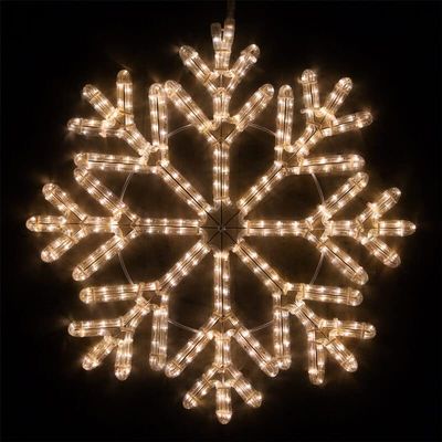 Wintergreen Lighting 24" LED Snowflake Light Christmas Decorations Outdoor Snowflake Christmas Lights, Christmas Snowflake, LED Rope Light (40 Point Snowflake, Warm White LED)