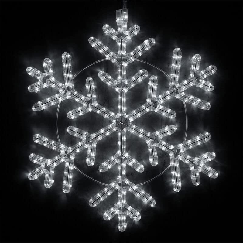 Wintergreen Lighting 24" LED Snowflake Hanging Christmas Light Decoration for Indoor Outdoor Use, 42 Point Rope Light (Cool White)