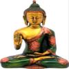 Exotic India Tibetan Buddhist Deity Preaching Buddha - Brass Statue - Color Green Gold Color view 1
