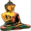 Exotic India Tibetan Buddhist Deity Preaching Buddha - Brass Statue - Color Green Gold Color view 2