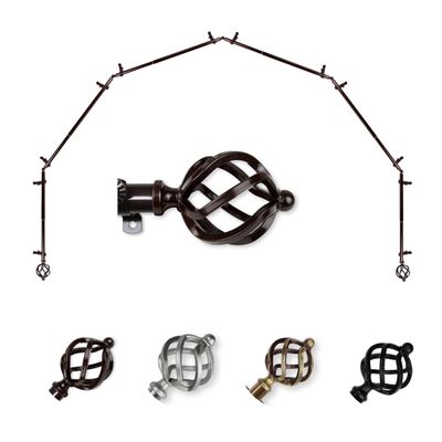 A&F Rod Dcor - Spin 13/16" 6-Sided Bay Window Curtain Rod 28-48 inch (each side) - Cocoa