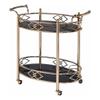 Acme Ottesen Oval Glass Top Serving Cart with 2 Shelves in Gold view 1