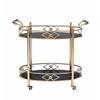 Acme Ottesen Oval Glass Top Serving Cart with 2 Shelves in Gold view 2