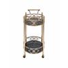 Acme Ottesen Oval Glass Top Serving Cart with 2 Shelves in Gold view 3