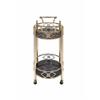 Acme Ottesen Oval Glass Top Serving Cart with 2 Shelves in Gold view 4