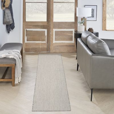 Nourison Home Courtyard Ivory Silver 2'2" x 8' Area Rug - Easy Clean, Non Shedding, Bed Room, Living Room, Dining Room, Kitchen (8' Runner)
