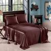 Luxurious Bedding 100% Pure Silk Satin Sheet Set 4pcs, Silk Fitted Sheet 15'' Deep Pocket,Silk Flat Sheet & Pillowcases Set !!! Twin XL, Chocolate view 1