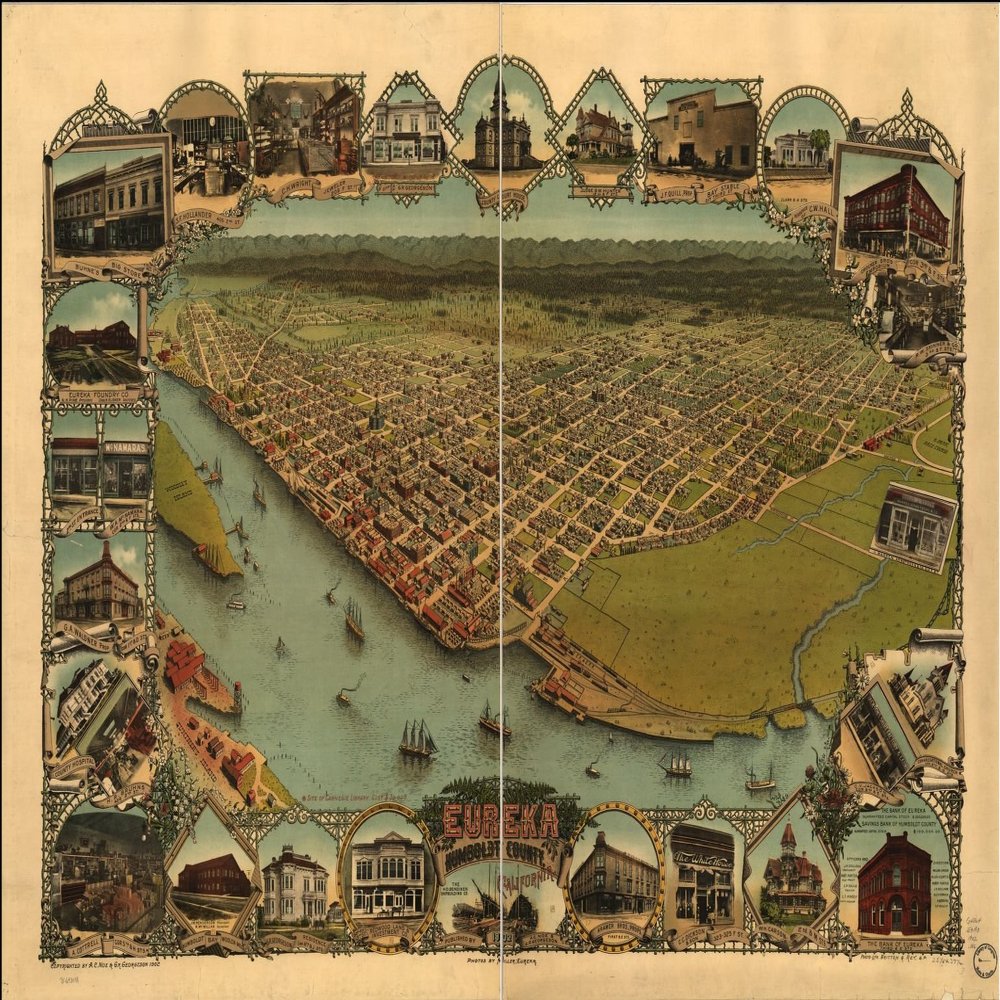 16" x 24" 1902 Map Eureka Humboldt County California