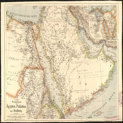 16" x 24" 1900 Map Kriegskarte Von Agypten Palastina Und Arabien