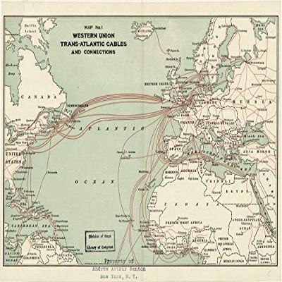 18" x 24" 1900 Map Western Union Trans Atlantic Cables