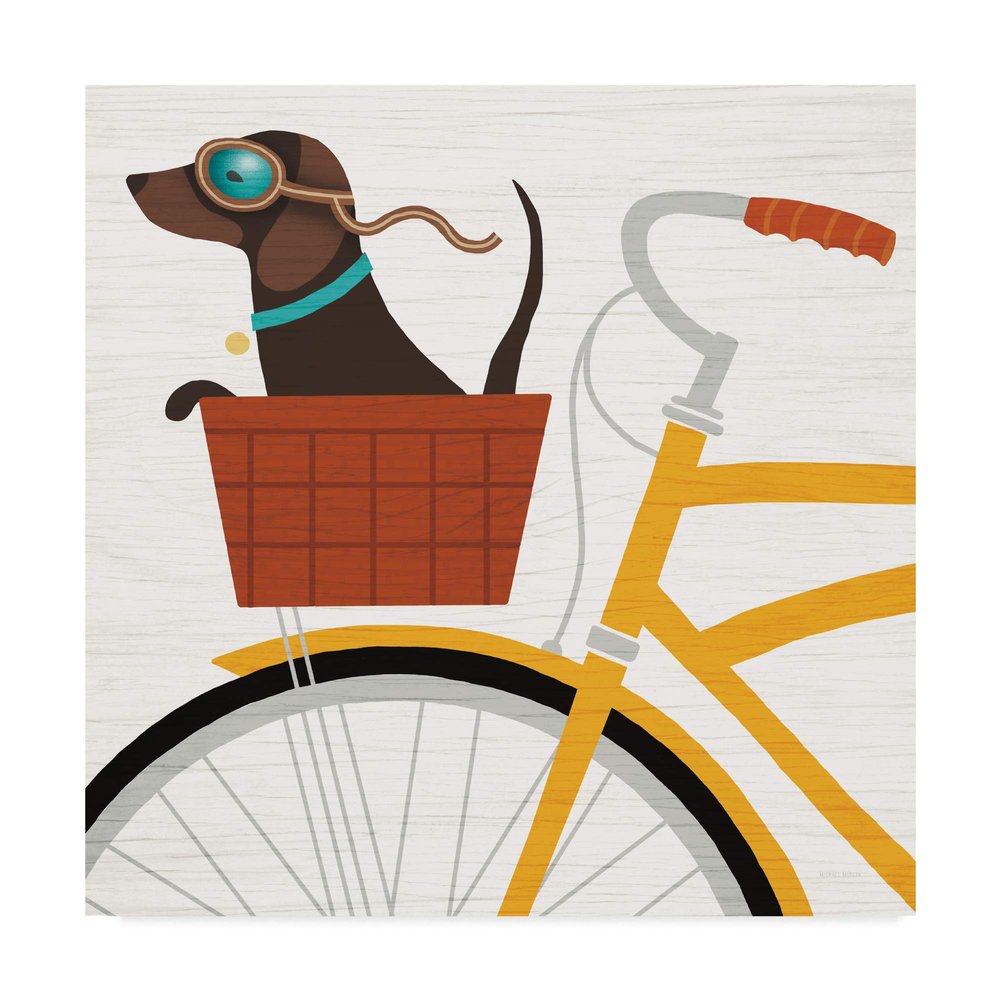 Trademark Fine Art Beach Bums Dachshund Bicycle I by Michael Mullan, 18x18-Inch