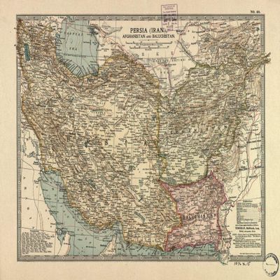 16" x 24" 1902 Map Persia Iran Afghanistan & Baluchistan