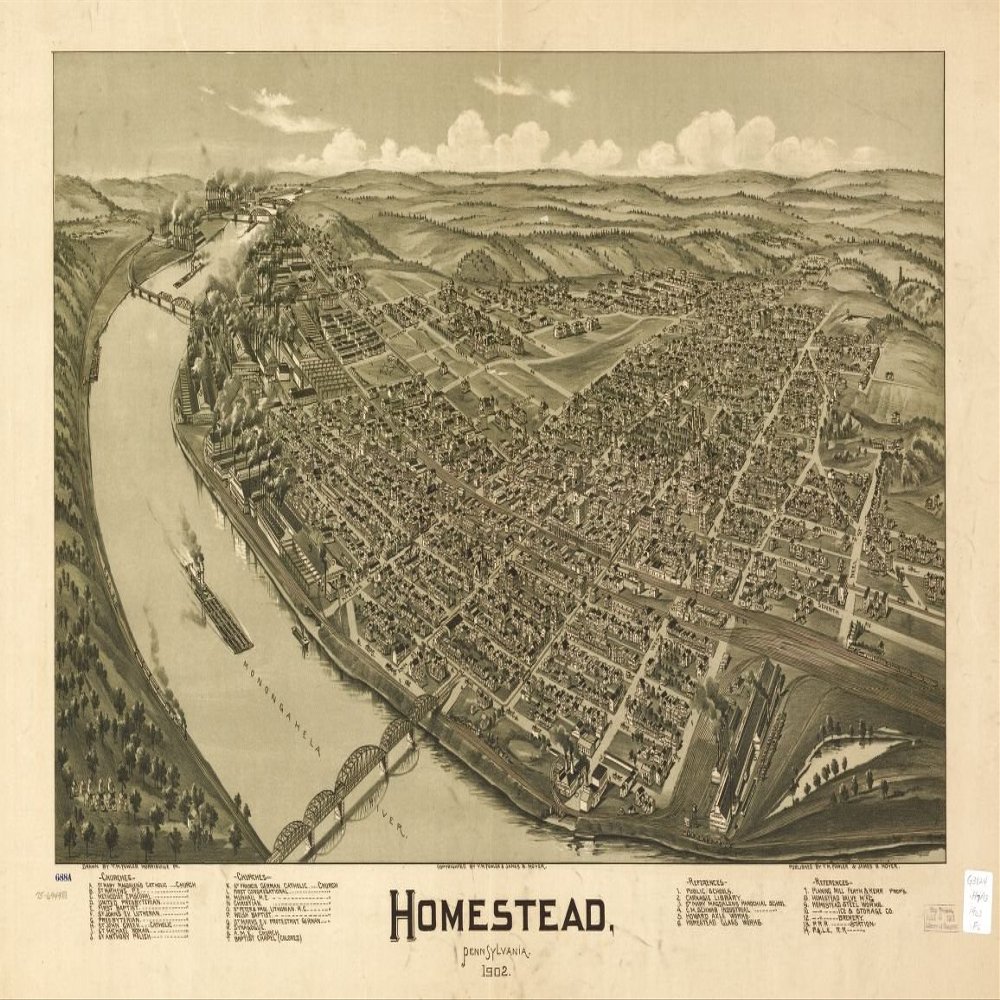 16" x 24" 1902 Map Homestead Pennsylvania