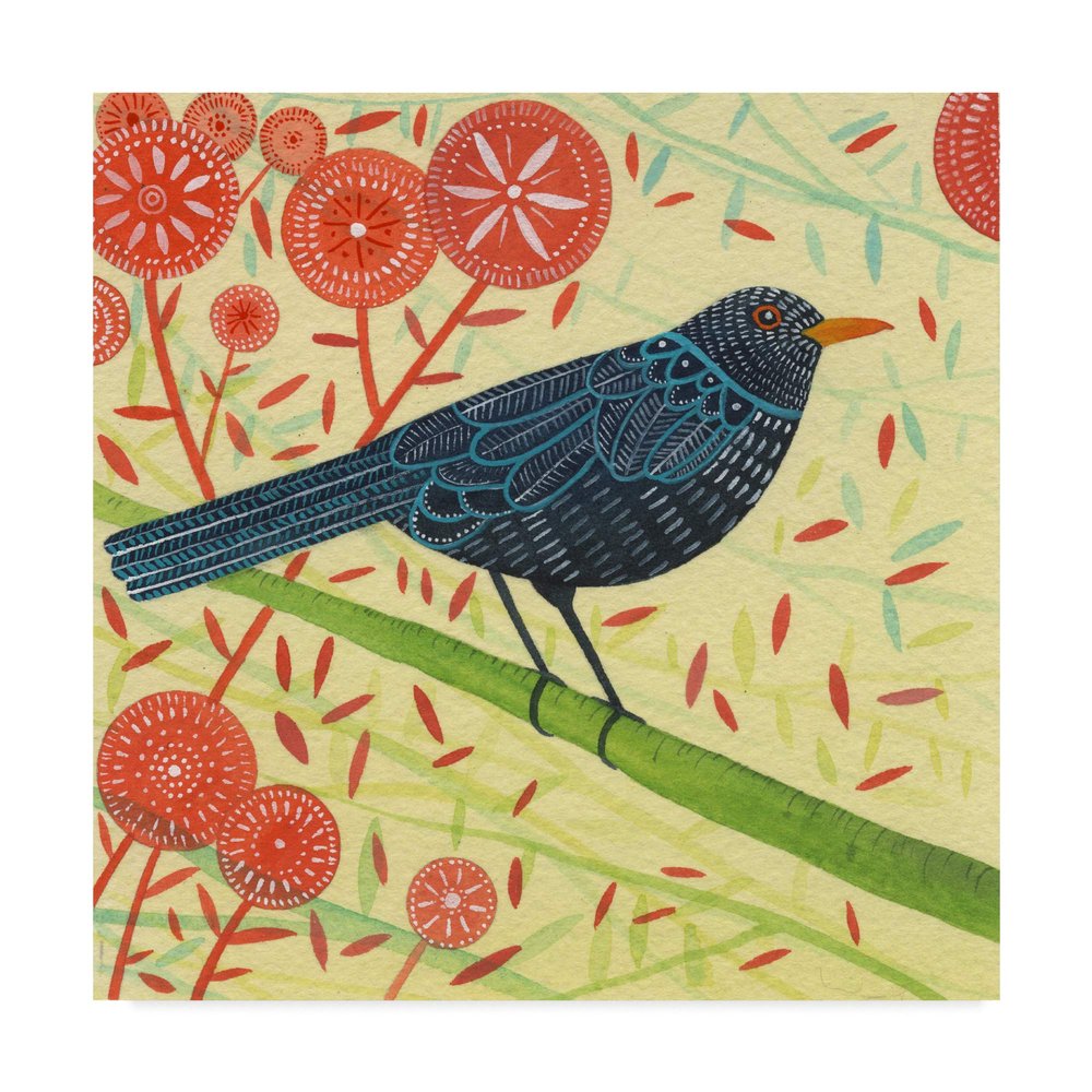 Trademark Fine Art Blackbird Portrait by Michelle Campbell, 18x18-Inch