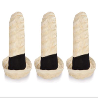 Beistle 60658 Straw Skimmer Hats 3 Piece, OSFM, Off White/Black