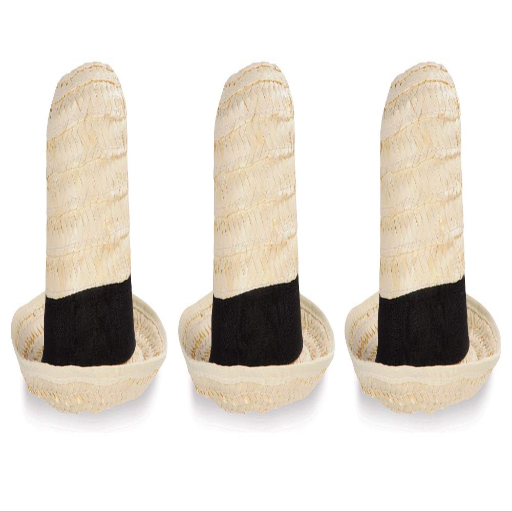 Beistle 60658 Straw Skimmer Hats 3 Piece, OSFM, Off White/Black