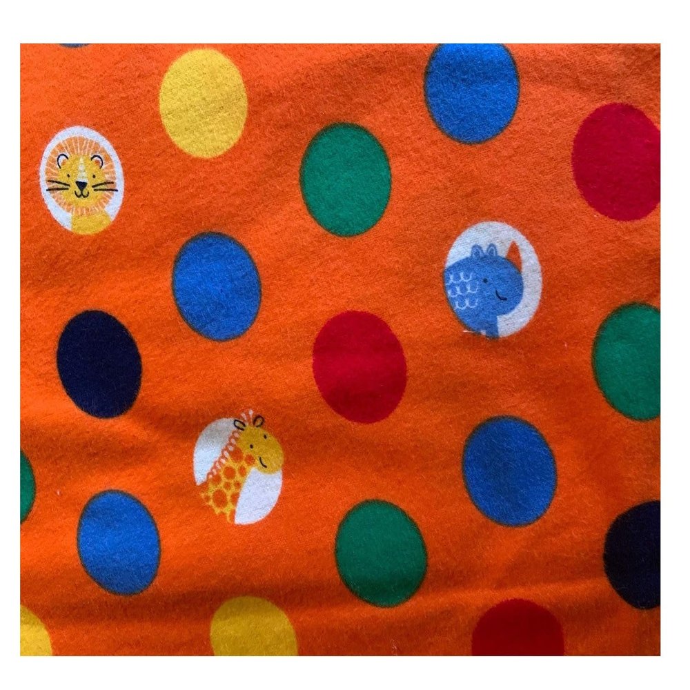 Aunt Sandy's Sewing Lap Weighted Blanket with Zoo Animals and 5 lbs, Child, Washable, Flannel, dots