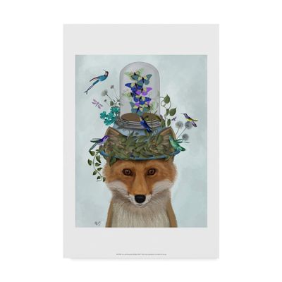 Trademark Fine Art Fox with Butterfly Bell Jar by Fab Funky, 16x24-Inch