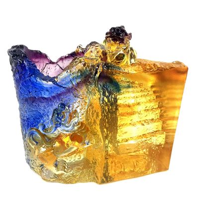 Amore Jewell Brave Troop Pixiu Pen Holder, Colored Glaze Glass (Liuli Crystal Glass)