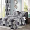 All American Collection Black and Grey Modern Plaid 3-Piece Queen Bedspread and Pillow Sham Set | Matching Curtains Available! view 1