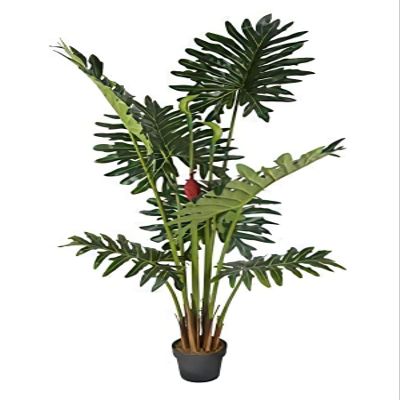 AMERIQUE 7' Exotic and Rare Tropical Philodendron Schott Arecaceae Tree Artificial Silk Plant with UV Protection, with Nursery Plastic Pot, Feel Real Technology, Super Quality, 7 Feet Green