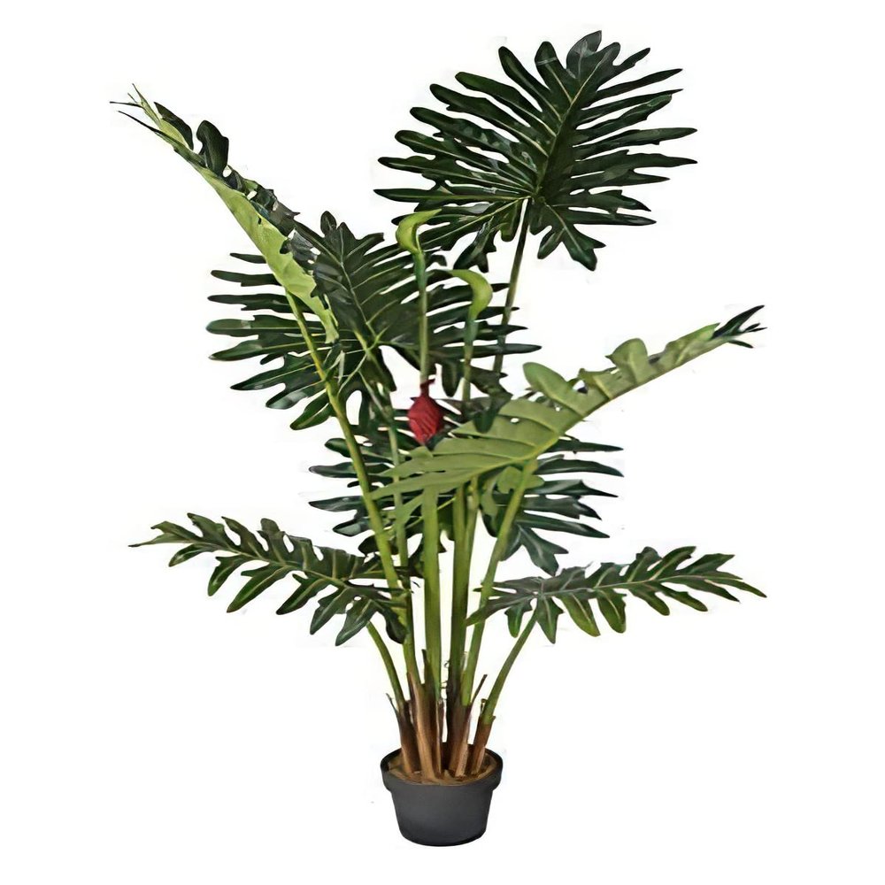AMERIQUE 7' Exotic and Rare Tropical Philodendron Schott Arecaceae Tree Artificial Silk Plant with UV Protection, with Nursery Plastic Pot, Feel Real Technology, Super Quality, 7 Feet Green
