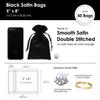 Knitial 5" x 8" Black Satin Gift Bags, Jewelry Bags, Wedding Favor Drawstring Bags Baby Shower Christmas 50 per Pack view 4