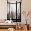 Ambesonne City Tapestry Queen Size, Philadelphia City Rooftop View Through Window Skyline Landmark Rooftop Travel, Wall Hanging Bedspread Bed Cover Wall Decor, 88" X 88", Grey Black view 2