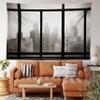 Ambesonne City Tapestry King Size, Philadelphia City Rooftop View Through Window Skyline Landmark Rooftop Travel, Wall Hanging Bedspread Bed Cover Wall Decor, 104" X 88", Grey Black view 2