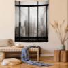 Ambesonne City Tapestry Twin Size, Philadelphia City Rooftop View Through Window Skyline Landmark Rooftop Travel, Wall Hanging Bedspread Bed Cover Wall Decor, 68" X 88", Grey Black view 1