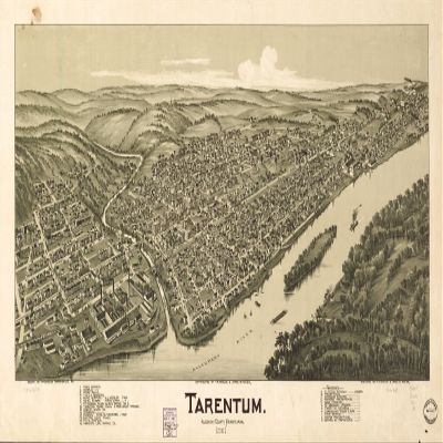 14" x 24" 1901 Map Tarentum Allegheny County Pennsylvania