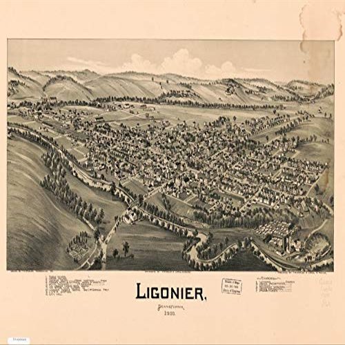 18" x 24" 1900 Map Ligonier Pennsylvania
