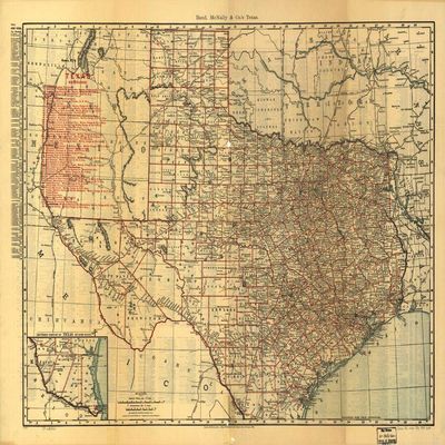 18" x 24" 1900 Map Texas Railroads
