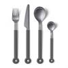 mono Ring Flatware Sets in Black, White, Blue and Grey (Grey, 4pc Set) view 1