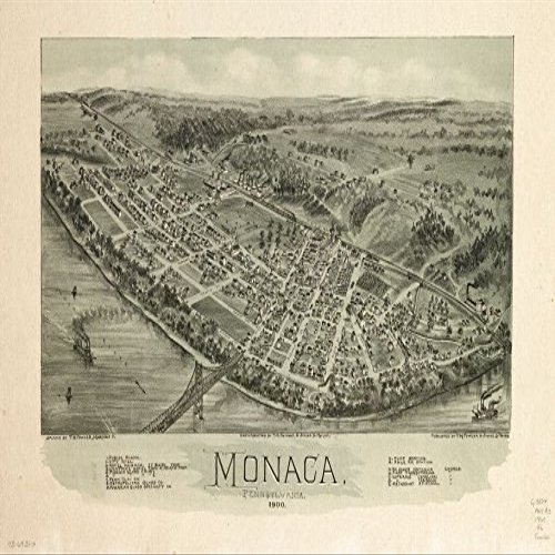 18" x 24" 1900 Map Monaca Pennsylvania