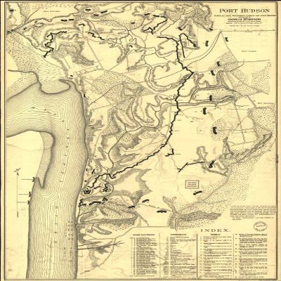 16" x 24" 1900 Map Port Hudson Compiled from Government Surveys & Other Sources & Drawn Charles McGregor Historian The 15th N.H. Volunterrs Geo. H. Walker & County Boston